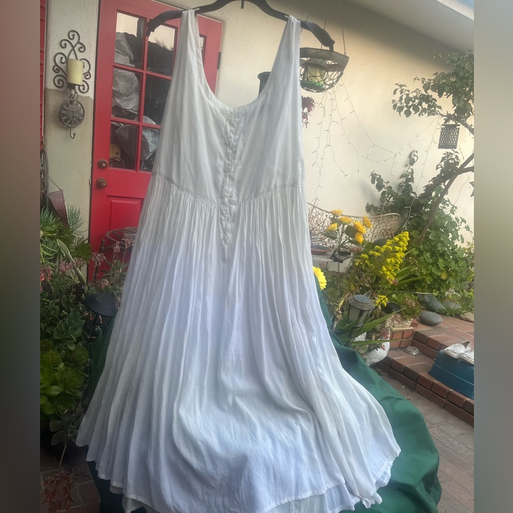 Karavan White Vintage Embroidered Midi Dress with flaws | size Large - Picture 5 of 9